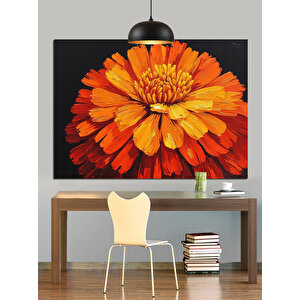 Turuncu Çiçek Yağlıboya Dekoratif Kanvas - Mdf Ahşap Tablo 70x100 cm