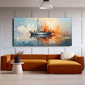 Suda Bir Gemi Yağlı Boya Soyut Baskı Kanvas Tablo, Duvar Dekoru, Soyut Sanat Tablosu