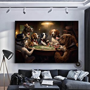 Poker Masasında Köpekler Kanvas Tablosu, Soyut Poker Duvar Sanatı, Poker Oynayan Köpekler Baskısı