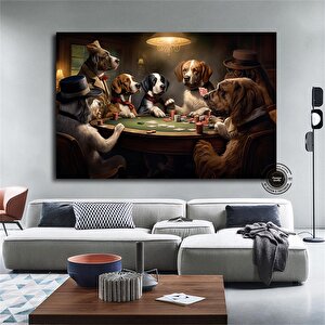 Poker Masasında Köpekler Kanvas Tablosu, Soyut Poker Duvar Sanatı, Poker Oynayan Köpekler Baskısı