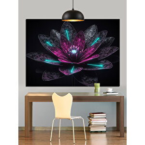 Parlak Lotus Çiçek Dekoratif Kanvas - Mdf Ahşap Tablo