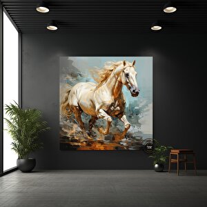 Renkli At Kanvas Tablosu – Şahlanan At Baskısı – Modern Duvar Dekoru