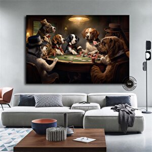 Poker Masasında Köpekler Kanvas Tablosu, Soyut Poker Duvar Sanatı, Poker Oynayan Köpekler Baskısı
