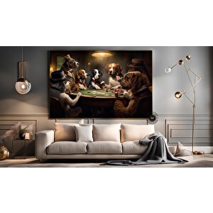 Poker Masasında Köpekler Kanvas Tablosu, Soyut Poker Duvar Sanatı, Poker Oynayan Köpekler Baskısı