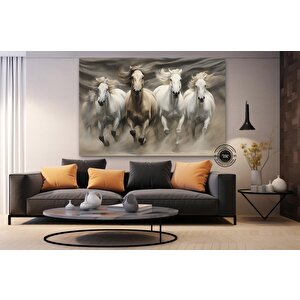 Modern Soyut Altın Geometrik At Tablosu, Büyük Boy Koşan Atlar Kanvası