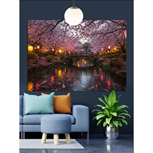 Pembe Kiraz Çiçekleri Dekoratif Kanvas - Mdf Ahşap Tablo 25x35 cm