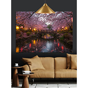 Pembe Kiraz Çiçekleri Dekoratif Kanvas - Mdf Ahşap Tablo 50x70 cm