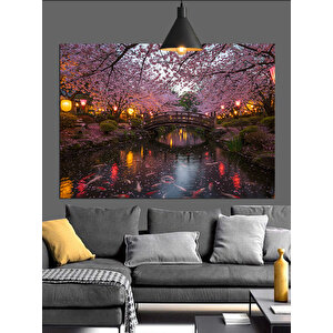 Pembe Kiraz Çiçekleri Dekoratif Kanvas - Mdf Ahşap Tablo