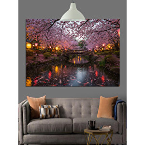 Pembe Kiraz Çiçekleri Dekoratif Kanvas - Mdf Ahşap Tablo