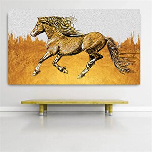 Büyük At Duvar Sanatı; Altın At Kanvas; Hayvan Poster