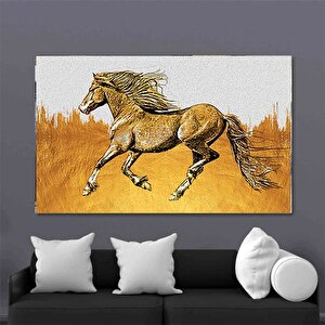 Büyük At Duvar Sanatı; Altın At Kanvas; Hayvan Poster