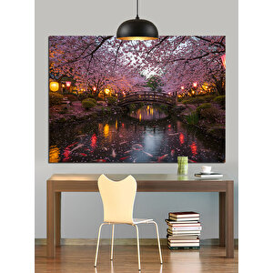 Pembe Kiraz Çiçekleri Dekoratif Kanvas - Mdf Ahşap Tablo 70x100 cm