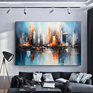 Şehir Soyut Tablo; New York Silüeti Kanvas; Kentsel Sanat Baskısı 80x150 cm