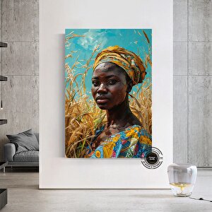 Afrika Kadın Portresi, Afro-amerikan Kültürü, Afrika Kabilesi Duvar Sanatı, Yağlı Boya