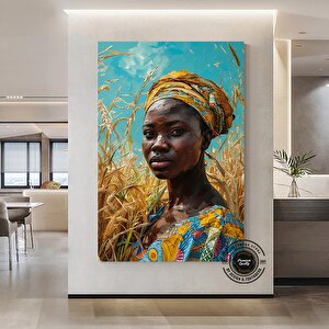 Afrika Kadın Portresi, Afro-amerikan Kültürü, Afrika Kabilesi Duvar Sanatı, Yağlı Boya