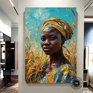 Afrika Kadın Portresi, Afro-amerikan Kültürü, Afrika Kabilesi Duvar Sanatı, Yağlı Boya