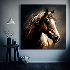 At Duvar Sanatı; At Figürlü Hayvan Sanatı; Hayvan Baskısı; At Kanvas Baskısı 50x50 cm
