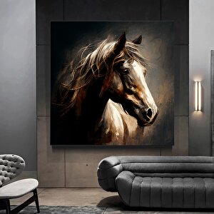 At Duvar Sanatı; At Figürlü Hayvan Sanatı; Hayvan Baskısı; At Kanvas Baskısı 50x50 cm