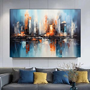 Şehir Soyut Tablo; New York Silüeti Kanvas; Kentsel Sanat Baskısı 120x180 cm