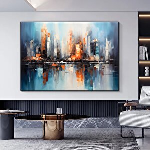 Şehir Soyut Tablo; New York Silüeti Kanvas; Kentsel Sanat Baskısı 60x90 cm