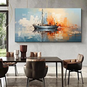 Suda Bir Gemi Yağlı Boya Soyut Baskı Kanvas Tablo, Duvar Dekoru, Soyut Sanat Tablosu