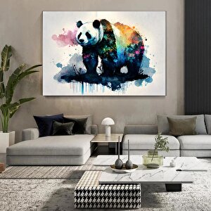 Renkli Panda Kanvas Posteri, Soyut Dekoratif Panda Tablosu