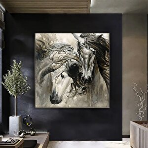 İki At Kanvas Tablo – Hayvan Duvar Sanatı – Lüks Modern Kanvas Baskı