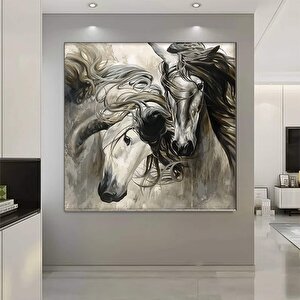 İki At Kanvas Tablo – Hayvan Duvar Sanatı – Lüks Modern Kanvas Baskı