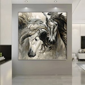 İki At Kanvas Tablo – Hayvan Duvar Sanatı – Lüks Modern Kanvas Baskı