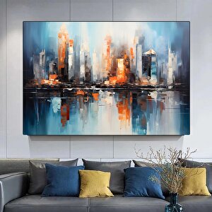 Şehir Soyut Tablo; New York Silüeti Kanvas; Kentsel Sanat Baskısı 140x200 cm