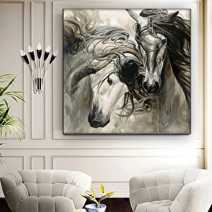 İki At Kanvas Tablo – Hayvan Duvar Sanatı – Lüks Modern Kanvas Baskı