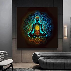 Hint Buddha Kanvas Poster Baskısı; Meditasyon; 7 Çakra; Yoga; Spor Temalı Duvar Sanatı; Oturma Ve Ya 40x40 cm