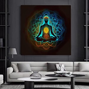 Hint Buddha Kanvas Poster Baskısı; Meditasyon; 7 Çakra; Yoga; Spor Temalı Duvar Sanatı; Oturma Ve Ya 60x60 cm