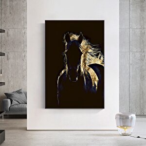 Büyük Baskı Ve Poster Hayvan Kanvas Tablosu, Siyah Altın At Baskısı Ve Poster