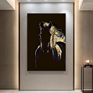 Büyük Baskı Ve Poster Hayvan Kanvas Tablosu, Siyah Altın At Baskısı Ve Poster