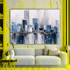 Soyut Şehir Tablosu – New York Silueti, Kentsel Duvar Sanatı 120x180 cm