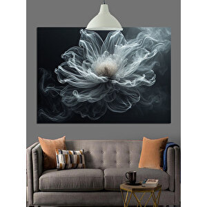 Dumanlı Beyaz Çiçek Deseni Dekoratif Kanvas - Mdf Ahşap Tablo 70x100 cm