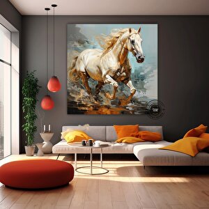 Renkli At Kanvas Tablosu – Şahlanan At Baskısı – Modern Duvar Dekoru