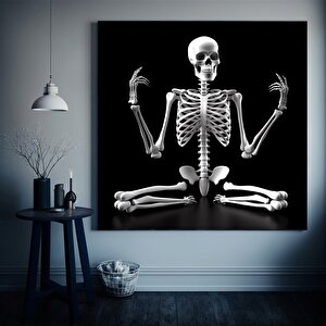 Yoga Yapan İskelet Kanvası, Soyut İskelet Duvar Sanatı, Mizahi Kanvas Baskı