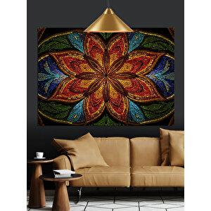 Mozaik Desenli Çiçek Motifi Dekoratif Kanvas - Mdf Ahşap Tablo 50x70 cm