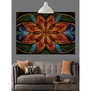 Mozaik Desenli Çiçek Motifi Dekoratif Kanvas - Mdf Ahşap Tablo 50x70 cm