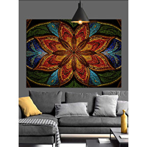 Mozaik Desenli Çiçek Motifi Dekoratif Kanvas - Mdf Ahşap Tablo 70x100 cm
