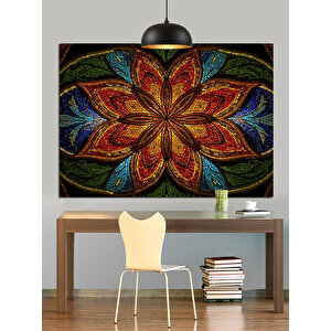 Mozaik Desenli Çiçek Motifi Dekoratif Kanvas - Mdf Ahşap Tablo