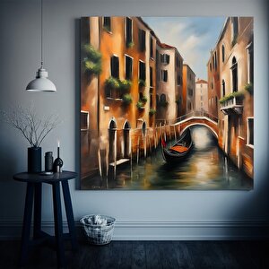Yağlı Boya Tarzı Venedik İtalya Kanvas Duvar Sanatı, Venedik Kanvas Sanatı 80x80 cm