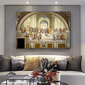 Atina Okulu Kanvas Reprodüksiyonu – Raphael Ve Sokrates Tablosu – Tarihi Sanat 100x200 cm