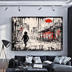 Kentsel Stil Kanvas | Banksy Tarzı Kanvas Sanatı | Sokak Graffiti Baskısı | Modern Ev Dekoru | Banks 20x30 cm