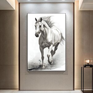 Beyaz At Kanvas Tablosu, Vahşi At Duvar Sanatı, At Kanvas Duvar Sanatı, Beyaz At Posteri
