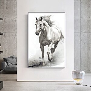 Beyaz At Kanvas Tablosu, Vahşi At Duvar Sanatı, At Kanvas Duvar Sanatı, Beyaz At Posteri