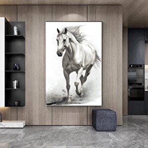 Beyaz At Kanvas Tablosu, Vahşi At Duvar Sanatı, At Kanvas Duvar Sanatı, Beyaz At Posteri