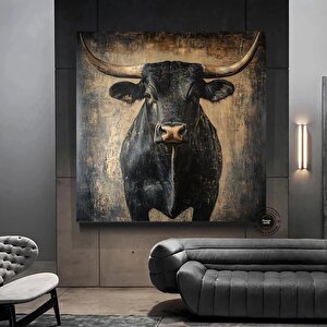 Saldıran Boğa Kanvası, Dinamik Hayvan Temalı Duvar Dekoru, Hediye Tablosu